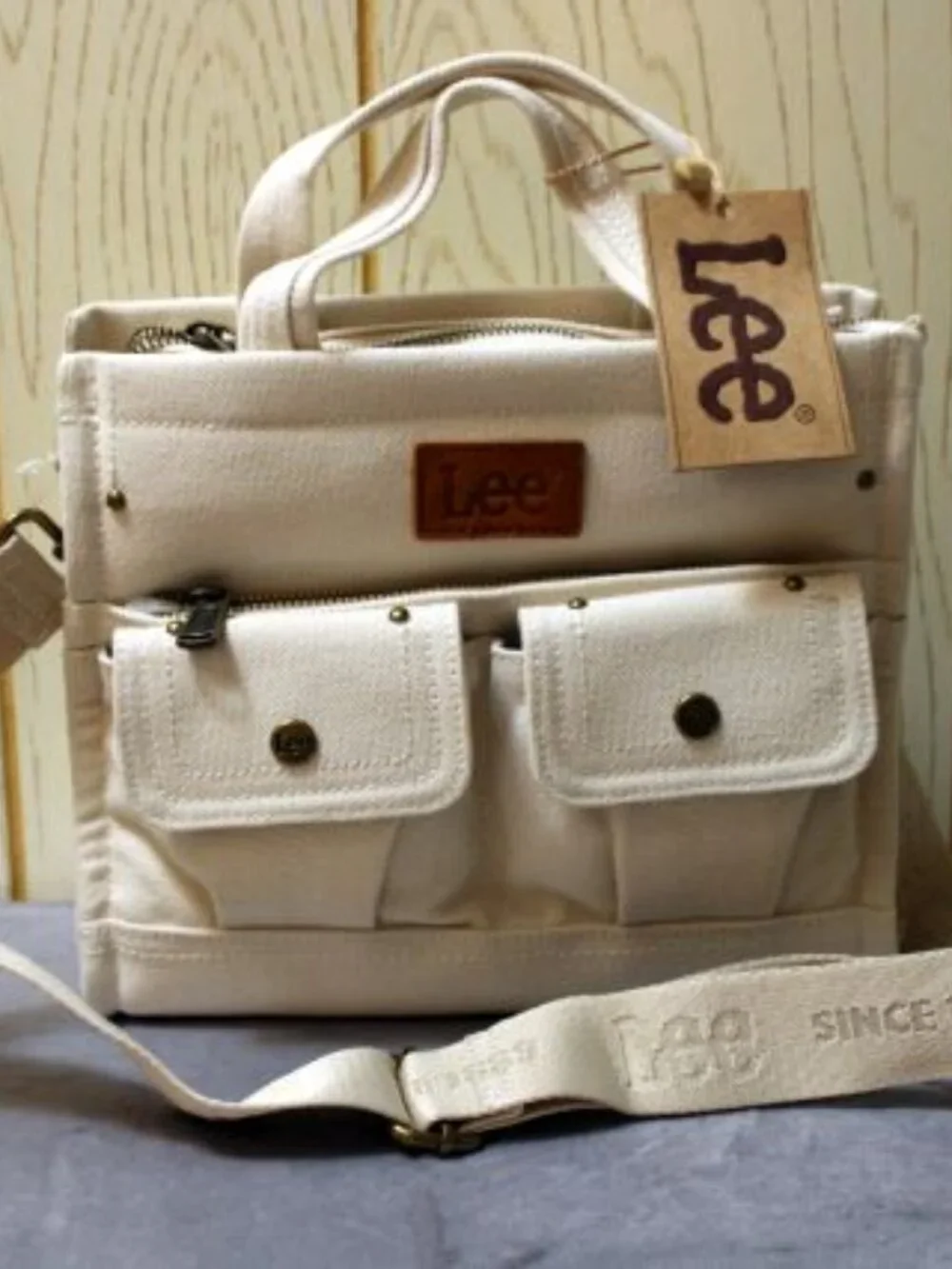 Lee Women's Canvas Cargo Pocket Tote Bag - Tan Color - NWT